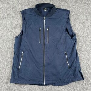 SCOTTeVEST Vest XL‎ Navy Blue Cotton Blend Full Zip Multi Pocket Travel Men's